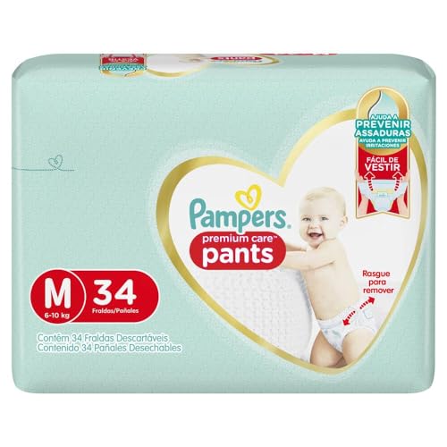 Fralda Pampers Pants Premium Care M 34 unidades