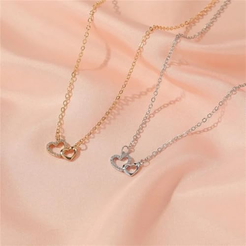 Colliers en forme de coeur exquis en cristal de zircon et chaîne de clavicule couleur or - 5
