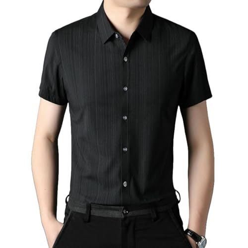 Chemise courte homme style coréen coupe droite décontractée marine