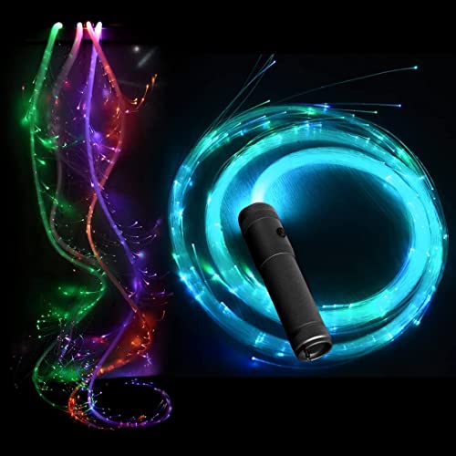 COMLZD LED Whip Fiber Optic Whip Dance Space Whip Super Bright Light 10 Color Effect Mode 360°Swivel for Rave Accessories, Parties, Light Shows, EDM Music Festivals