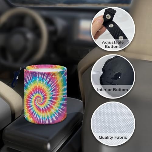 Image of Colorful Tie Dye Collapsible Waste Basket Bin Car Trash Can Bags Small Trash Can Car Accessories Interior for Car SUV Trucks
