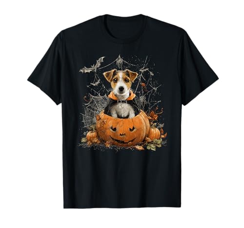Cute Jack Russell Dog Halloween Costumes Pumpkin Ghost T-Shirt