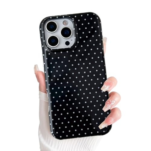 Coque magnétique iPhone 15 Pro antichoc mince TPU à motif pois noir