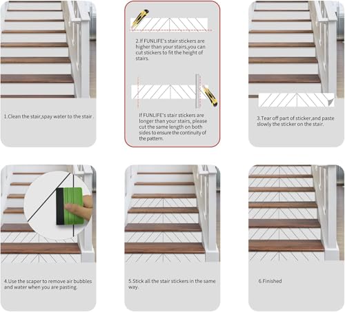 Vinilo para escaleras funlife blanco para tapar manchas 14 uds 8