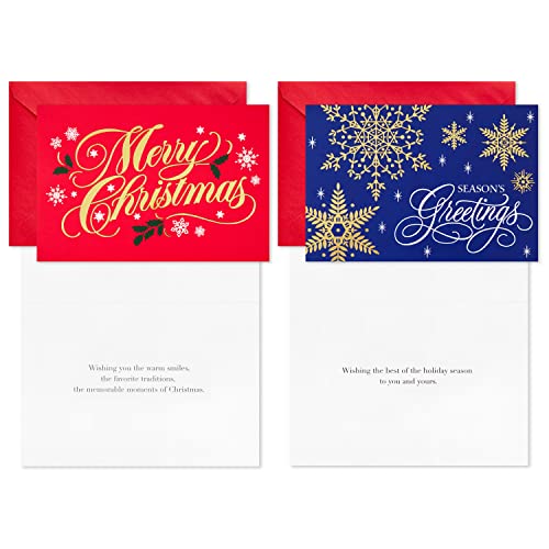 Hallmark Cartões de Natal em caixa sortidos, folha dourada clássica (6 desenhos, 36 cartões com enve