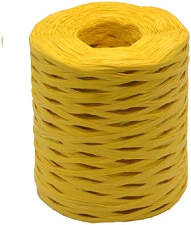 Raffia Paper Ribbon 1/4 Inch by 218 Yards for DIY Craft Gift Box Packing Paper Twine (218Yards, Yellow)