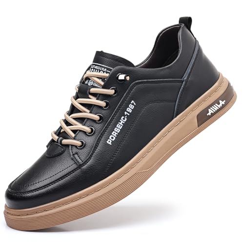 Men's Genuine Leather Walking Shoes Soft Breathable Dress Sneakers Low Top Slip on Non-Slip All-Match Casual Shoes