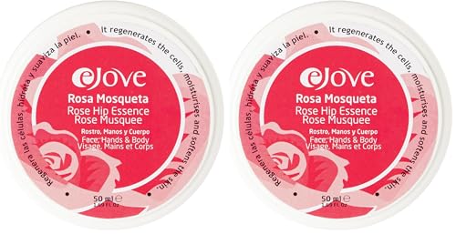 Ejove Crema de Rosa Mosqueta, tarro 50 ml : Crema de Manos Regeneradora para Cicatrices, Arrugas y Estrías (Paquete de 2)