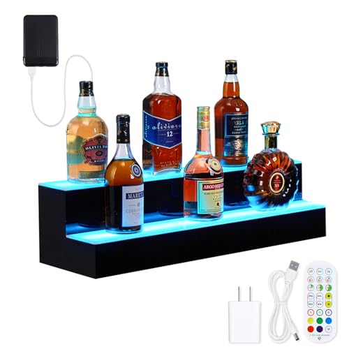 GarveeHome Wall-Mounted 2 Layer 16 Inch Display with Remote Control - Dynamic Led Lighting, Multifunctional Display, Quality Materials, Mobile Phone Connectivity