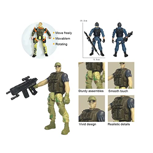 MQSTARSRISE Army Men Action Figures, 6 Pcs Play Set for Kids, US Army and SWAT Team Toy With Military Weapons Accessories, Birthday Gift for Boys Age 4-7 6-8