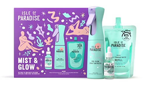 Isle of Paradise Mist and Glow Kit - 30ml Green Drops, 200ml Green Water Refill, Pro Glow Mister