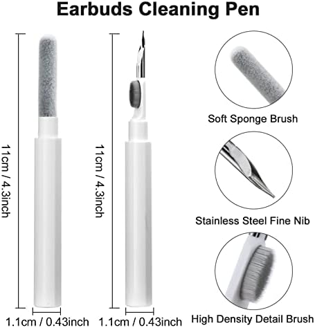 Airpod Cleaning Kit Multifunction Earbuds Cleaning Pen with Premium Box Airpods Cleaner with Metal Tip Brush Sponge for Earphone Watch Lens Cleaning Wireless Earbuds Cleaning Pen