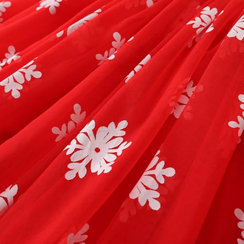 Image of GSVIBK Baby Girls Tutu Dress Toddler Girl Tulle Prom Dresses Princess Party Sundress 580 Snowflakes Red 90