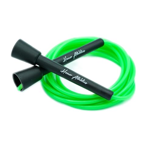 HONOR ATHLETICS Speed Rope, Skipping Rope - Best for Double Unders, Boxing, MMA & Cardio Fitness Training (Neon Green, 10 ft rope – (Fits users up to 6'3"))
