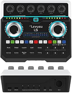USB Digital Audio Interface with DJ Mixer and Live Sound Card, Karaoke, Auto Tune, XLR, Phantom Power, Protable Podcast Studio Equipment for Guitar, Live Streaming, PC, Recording and Gaming (L5)
