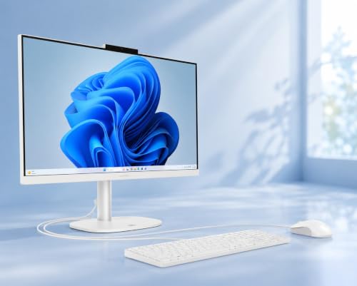 Image of HP OmniStudio 23.8 inch FHD All-in-One Desktop Computer | Intel N150 Processor | 16GB RAM 128GB UFS Storage | Wi-Fi 6, 1080p Webcam | Wired Keyboard & Mouse | Windows 11 | Cashmere White