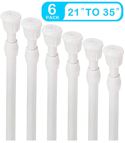 AIZESI 6PCS Tension Rods,Multifunctional 21 to 35inch Spring Rod for Net Curtains