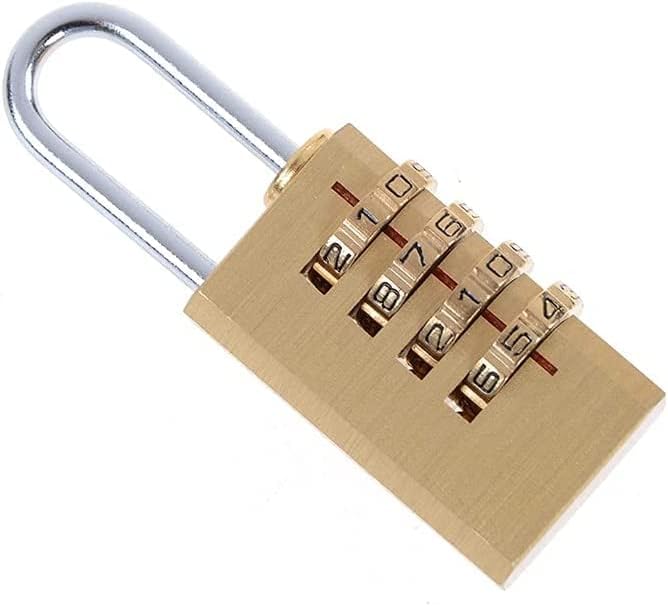 Code Padlock,Codes Lock,Brass Mini 4 Digits Number Password Code Lock Combination Padlock Pad Lock Resettable for Travelling Bag 1pc