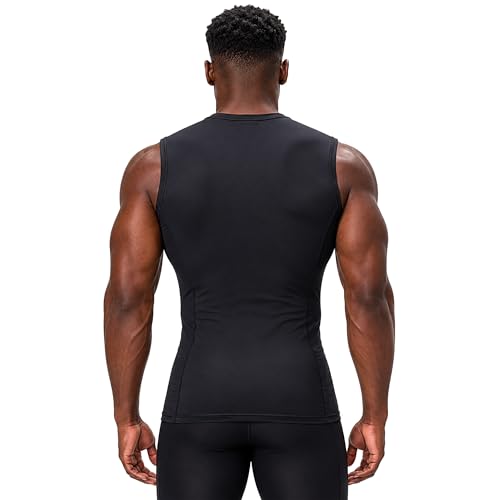 Image of DEVOPS 3 Pack Men's Athletic Compression Shirts Sleeveless | Gym Training, Running, Moisture Wicking, Compression Fit, 4-Way Stretch, UPF 50+, Sleeveless