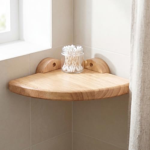 Estantería colgante de madera esquinera triangular flotante de pared 5