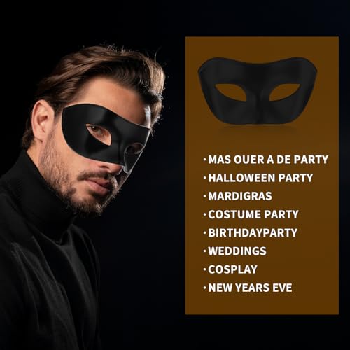 Gjinxi Venezianische Maske Maskenball Maskerade Maske Schwarz für Halloween Karneval Herren Damen Fasching Masken Masquerade Venetian Masks Augenmaske Gesichtsmaske Abendkleid Party Kostüm Cosplay