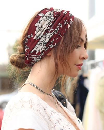 Image of DRESHOW 8 Pack Headbands for Women Yoga Knotted Headbands Elastic Criss Cross Hair Accessories Sports Head Wrap Non Slip