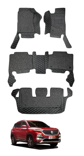 Image of Auto Hub Premium 7D car mat MG Hector (7 Seater), Luxury Double-Stich 7d Car Floor Mat Complete Set, 100% Waterproof and Washable, Color : Black