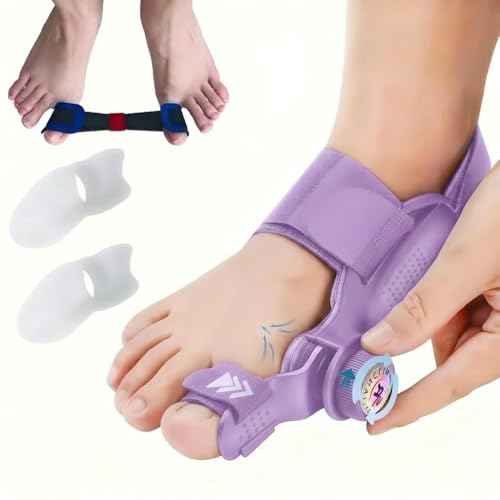 QIDUHUQI Bunion Corrector for Women Men Big Toe Straightener Bunion Fix with Adjustable Knob-Orthopedic Bunions Splint Brace Toe Alignment Correction for Hallux Valgus Pain Relief, Lavender purple