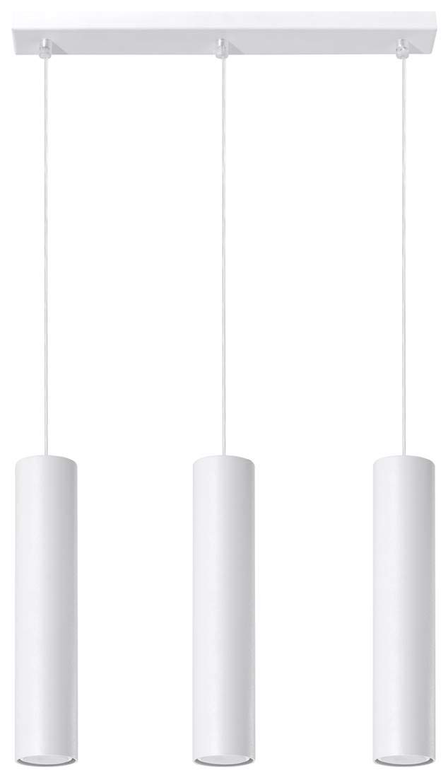 SOLLUX lighting Lampada da Soffitto - Lampada da Sospensione - in Acciaio - Lampadina LED - 3 Paralumi - Bianco Lagos