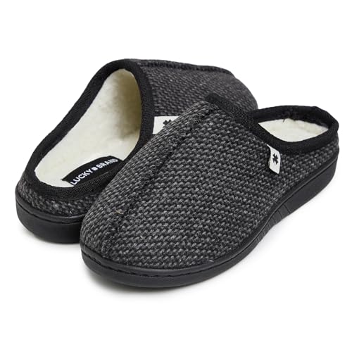 Image of Lucky Brand Boys Micro Suede Sherpa Clog Slippers Warm Cozy Indoor Outdoor Slip On House Shoes Plush Lined Comfort Clogs