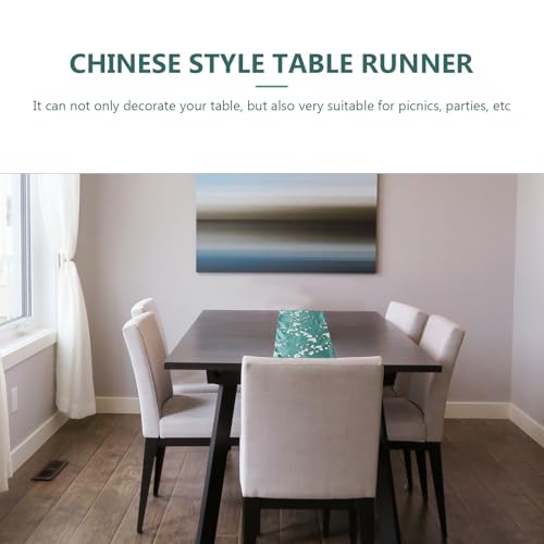 Chemin de table vert fleur de prunier en polyester moderne chic