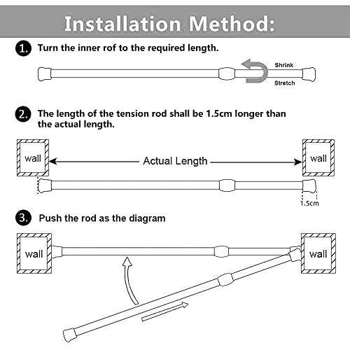 Goodtou Tension Rods - 5 Pack Cupboard Bars Tensions Rod Curtain Rod 28" To 48"(Approx.) Extendable Width Spring Tension Rods Fit In The Spaces To Stay Up #TOP6