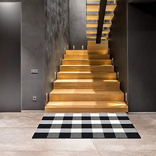 Yhouse Buffalo Plaid Rug Cotton Front Door Mat Outdoor Doormat Washable Checkered Rugs Indoor/Outdoor Welcome Mat For Layered Mat Porch/Kitchen/Farmhouse/Entry(23.6“X35.4“, Black And White Plaid) #TOP4