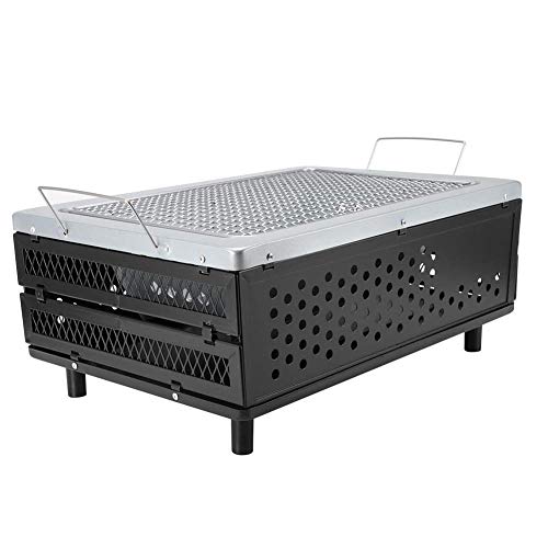 Holzkohlegrill, tragbarer Leichter Grill Japanischer Keramik-Hibachi-Klappgrill zum Grillen im Freien Kochen Kochen Camping-Picknick-Party 40CM