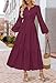 MEROKEETY Winter Spring Midi Dresses for Women 2026 Casual Vacation Long Sleeve V Neck Tiered Cotton Maxi Dress Pockets, Wine, Large