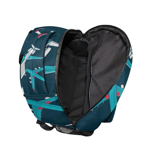 Airplanes Pattern Backpack for Boys Girls, Kids Bookbag Laptop Tablet Travel School Bag with Name Tag4