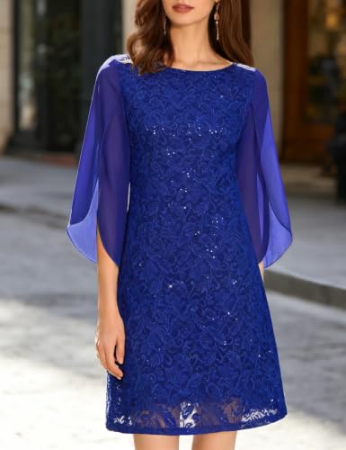 Image of COOAN Wedding Guest Cocktail & Formal Dresses for Women - Lace Sequin Dress