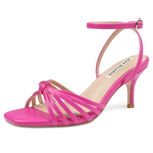 Image of JOY IN LOVE Women's Kitten Low Strappy Heels Ankle Strap Heeled Sandals