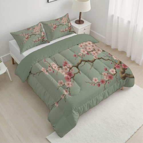 Edredón de verano de estilo floral chino 140x200cm con acabado premium suave verde claro 4
