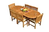7-pc Outdoor Teak Dining Set: 94" Oval Extension Table & 6 Devon Arm Chairs