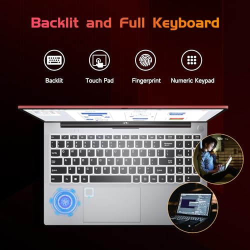 Image of NIMO 15.6 IPS-FHD-Laptop, Intel Pentium 4 Cores N100 8GB RAM 256GB SSD Backlit Keyboard Fingerprint (Beat to i3-1115G4 Up to 3.4GHz) Computer for Student-Home WiFi 6 BT5.2 Win 11