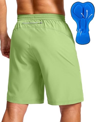 Bikewa Men's Mountain Bike Shorts 4D Padded Baggy Bicycle Biking Riding Lightweight Cycling Shorts with Zipper Pockets(Bright Green,S)