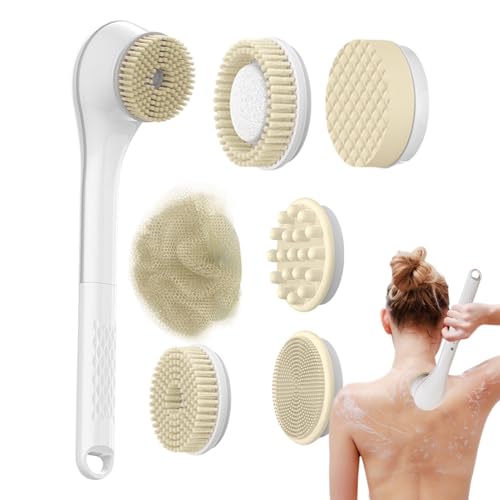 Cepillo corporal eléctrico, cepillo eléctrico para ducha, cepillo de masaje, cepillo de limpieza de espalda – Estropajo de limpieza de espalda, impermeable, con mango largo, para hombre