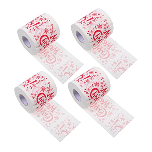 Homoyoyo 4 Rolls Xmas Toilet Paper with Santa Claus Design - Festive Holiday Tissue for Parties and
