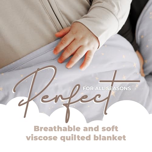 Image of Soft Baby Quilted Blanket - Lightweight and Breathable, Ideal for Newborns and Toddlers. (Gray with Stars, 39 inch x 57 inch)