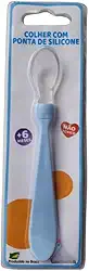 Colher com Ponta de Silicone Unissex +6 Meses não Tóxico Cabo em Polipropileno Ponta em Silicone (Azul)