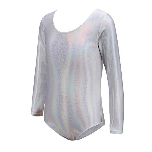 Girls\' Activewear Dresses Gymnastics Leotards for Girls Dance Ballet Suit Unitard Gymnastic Athletic Outfits (110, Silver) - Thumbnail 5