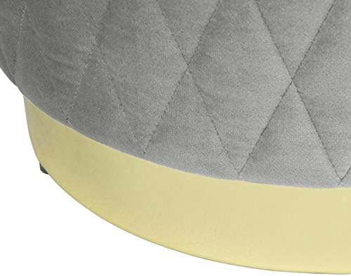 WOLTU Storage Ottoman Chair Stool Light Grey Upholstered Footstool Velvet Dressing Table Stool Pouf Couch Stool Golden Steel Base Removable Cover, (DiaxH) 36x40cm