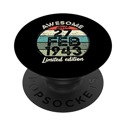 Camiseta de cumpleaños de 80 años, 27 de febrero de 1943, 80 cumpleaños PopSockets PopGrip Intercambiable