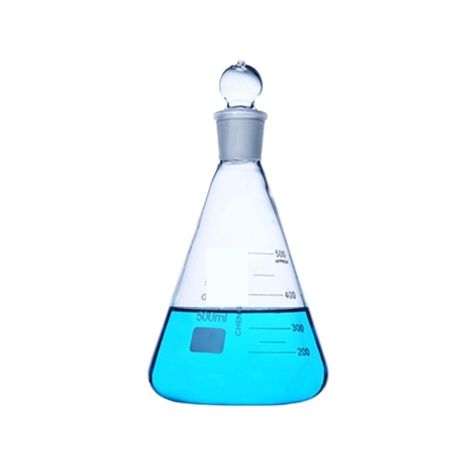 Matraz aforado de borosilicato, Matraz Triangular de Vidrio con tapón estándar Matraz cónico de Laboratorio de química Vidrio de borosilicato de Alta Densidad(150ml Caliber 24)